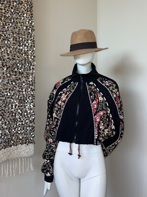 ETRO FLORAL PATTERNED ZIPPED CROPPED JACKET  44/M/L
