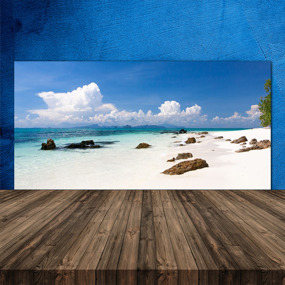 Crédence de cuisine en verre panneau mural 120x60 motif paysage plage