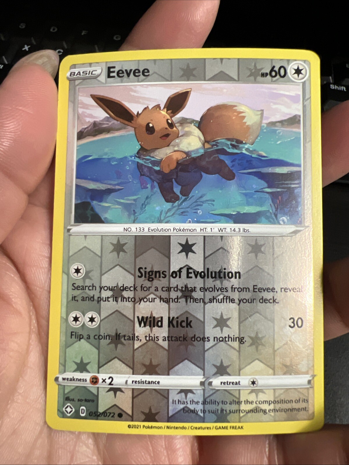 Eevee 52/72 Shining Fates Reverse Holo Common Pokémon TCG