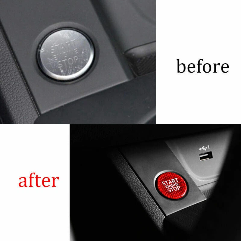 Cubierta de cuadro de arranque con un solo clic para Audi A6 A7 19-2024 vinilo rojo fibra de carbono Foto 3 de 4