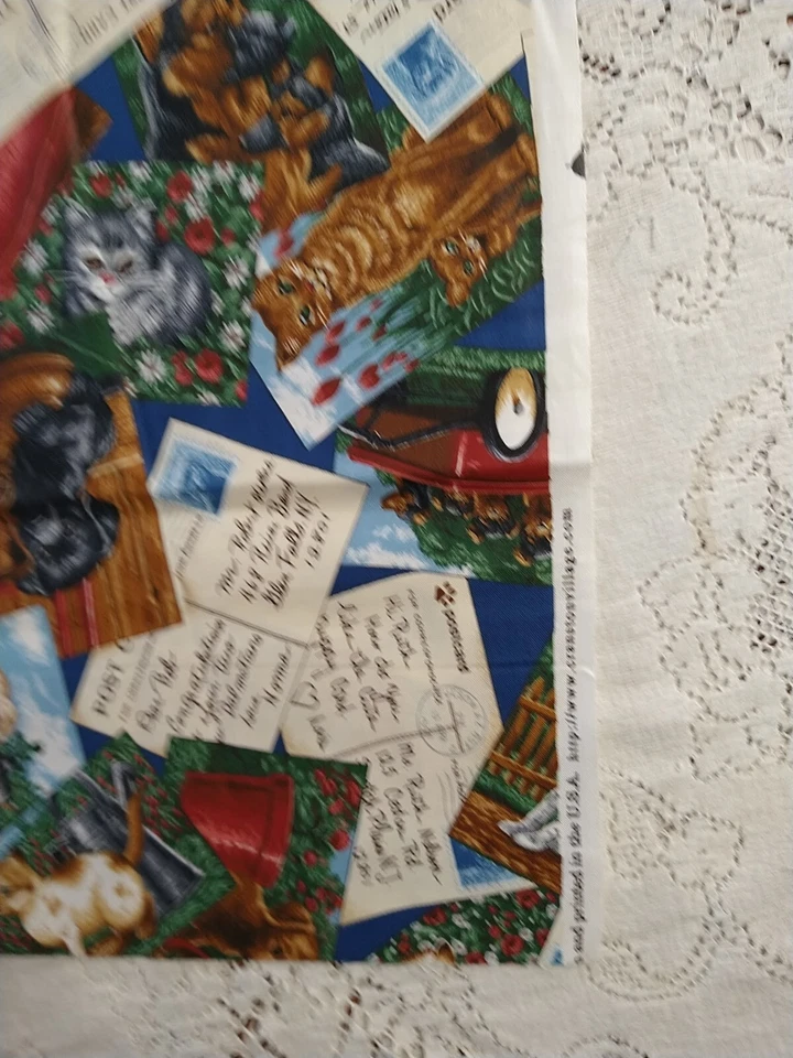 Vintage VIP Cranston Fabric Postcards Puppies & Kittens 27" x 44" Dog Cat Fabric - Image 2 of 4