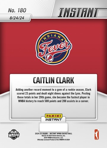 2024 Panini Instant WNBA Caitlin Clark ROOKIE CARD 1/6025 SP Fever #180 RC - Picture 3 of 3