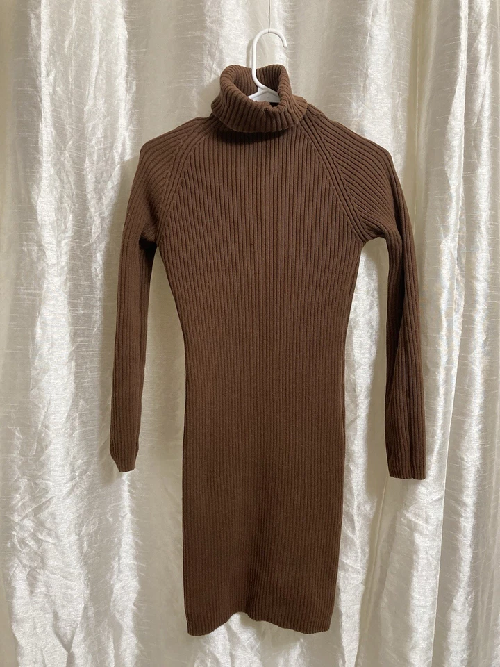 Vestido Suéter Newport News, Marrón, Pequeño, 90% Algodón-9% Nylon-1% Spandex, De Colección Foto 3 de 4