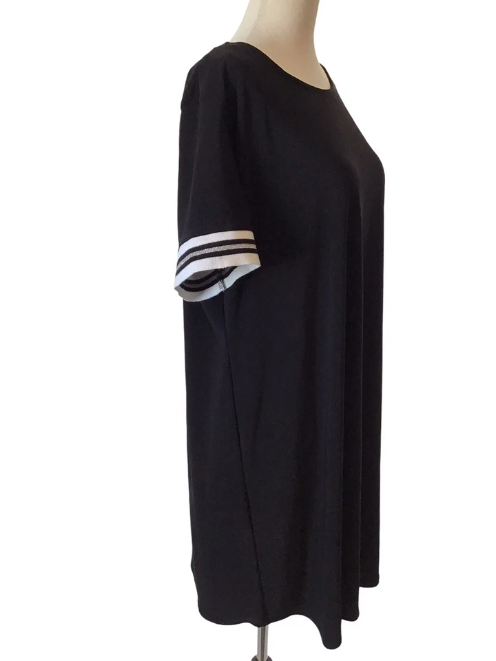 Tiana B Size XLARGE Womens Short Sleeve Black Crew Neck Short Shift Jersey Dress - Image 3 of 4