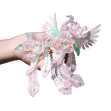 Chinese Ancient Women Pink Secular Bird Flower Hairpin U-shaped Hanfu Hair Stick