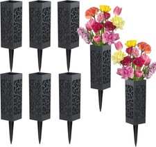 Cemetery Vases with Foam Plastic Flower Holder with Spikes Gravestone Headsto...
