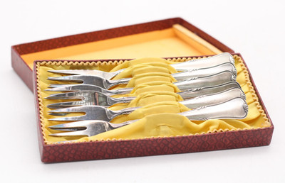 6x WMF 90 Kuchengabeln Gabeln Set 6tlg. versilbert Vintage Länge 15,5 cm