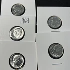 5 1964 10C Roosevelt Dime UNC .900 Silver Fresh From Roll VF