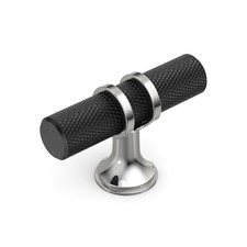 10 Pack Matte Black and Silver Knurled Cabinet Knobs Kitchen Black Knobs Draw...