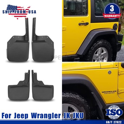 4x Premium Off Road Mud Flaps Guards Flares Set For Jeep Wrangler JK JKU 2007-18