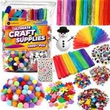 1500 Pcs Arts and Crafts Supplies for Kids Ages 3-9 - Preschool Craft Kit