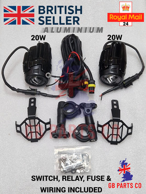 Royal Enfield Scram 411 LED Auxiliary Fog Light Kit 40W 6000K + Cable