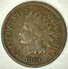 1881 Indian Head Cent Penny 1c Coin Very Good Circulated Philadelphia Mint