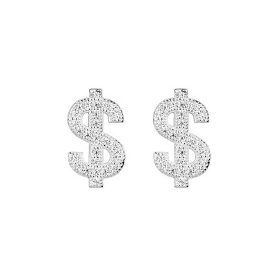 Dollar Sign Stud Earrings 1CT Lab-created Diamond White 925 Sterling Silver