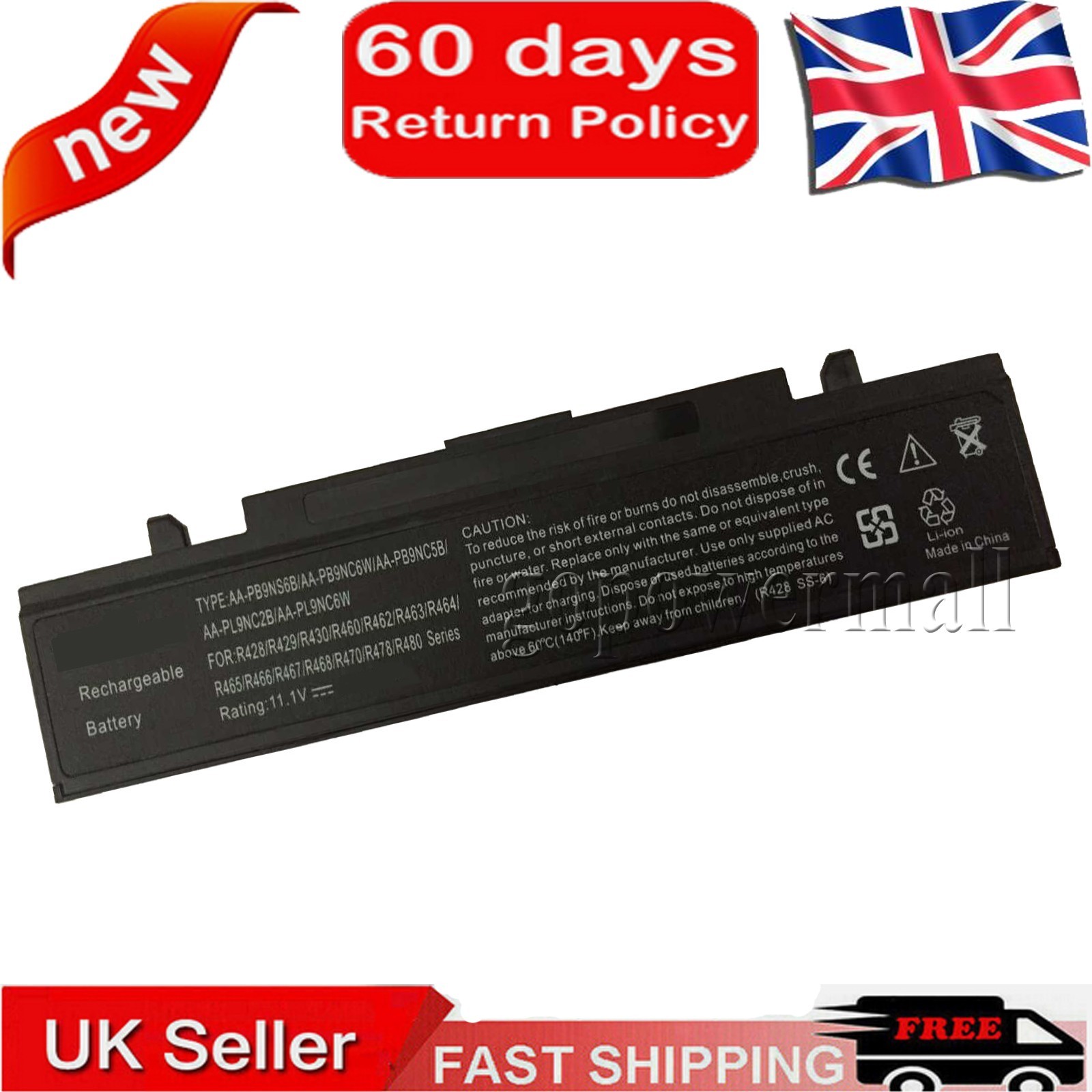 R580 Battery for Samsung AA-PB9NC6B AA-PB9NS6B AA-PL9NC2B AA-PB9NC5B