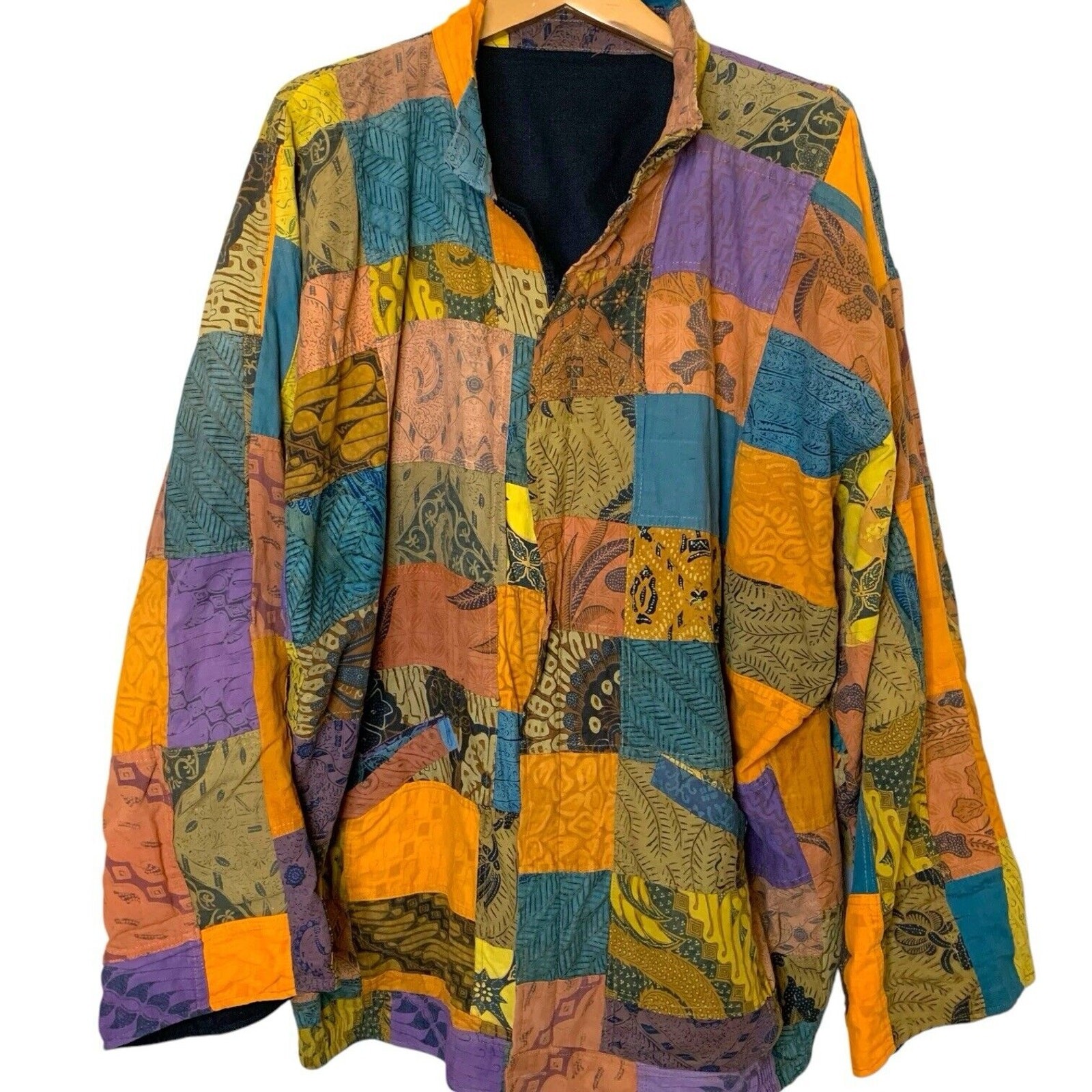 Vintage Patchwork Shacket Women's X-Large Oversiz… - image 1