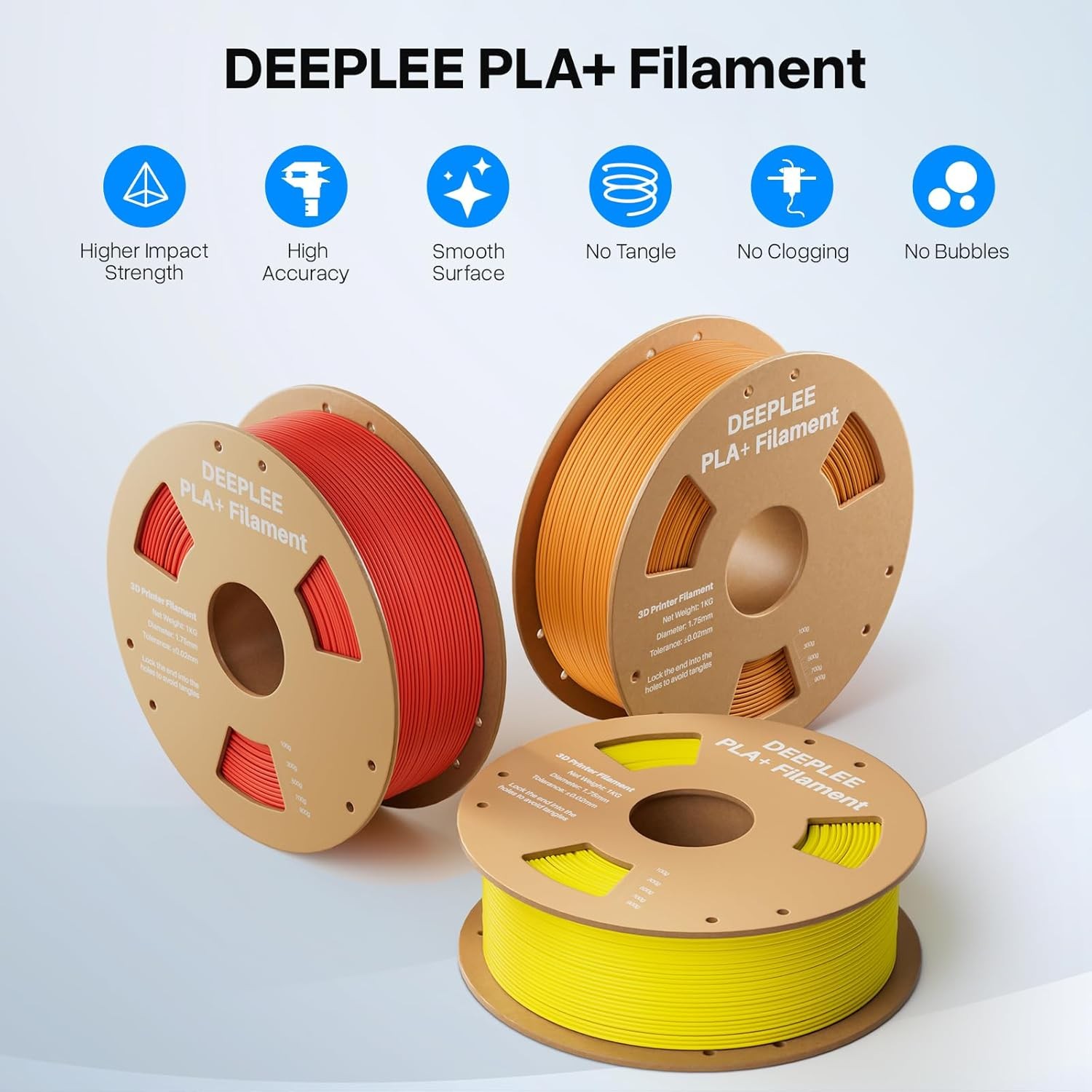 DEEPLEE PLA Plus 1,75 mm Filament schwarz 1 kg, PLA+ 3D PLUS, 1 kg  - Bild 2