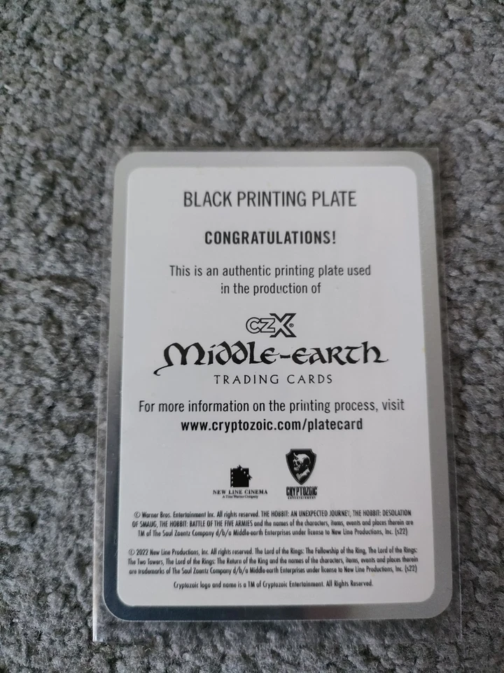 Cryptozoic CZX Middle Earth Black  Return Of The King 1/1 Schwarze Druckplatte - Bild 2 von 2