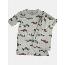 Hanna Andersson Cream Race Car Print Pajama Set with Red Green Blue Cars