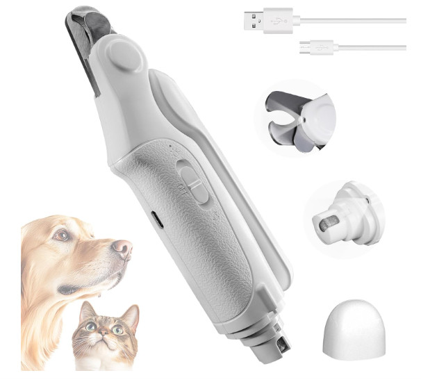 Tagliaunghie e Lima 2 in 1 Cani Gatti | Silenzioso USB Professionale