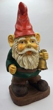 Vintage Gnome with Bell Figure about 10.75 inch tall