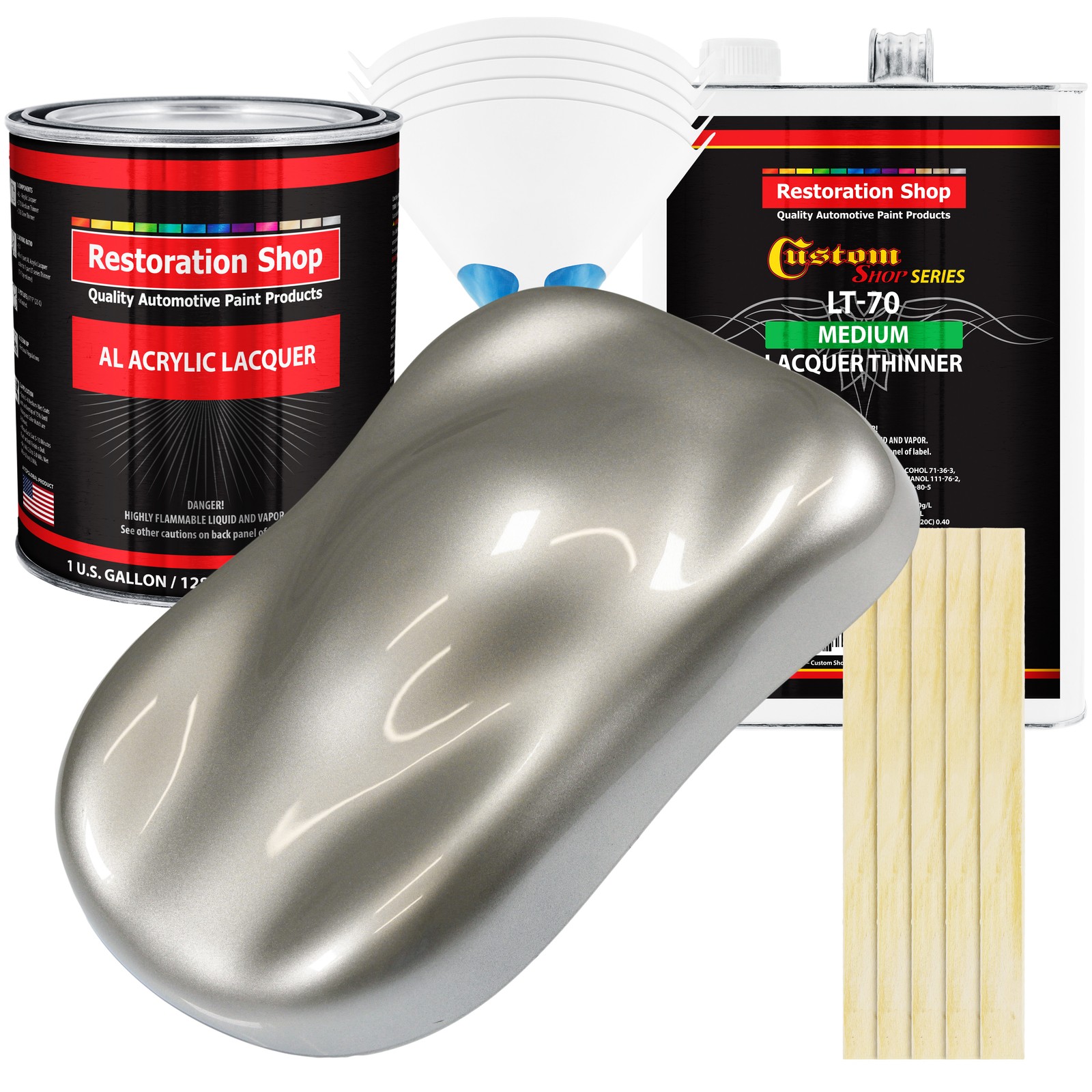 Pewter Silver Metallic Acrylic Lacquer Gallon Auto Paint Kit with Medium Thinner