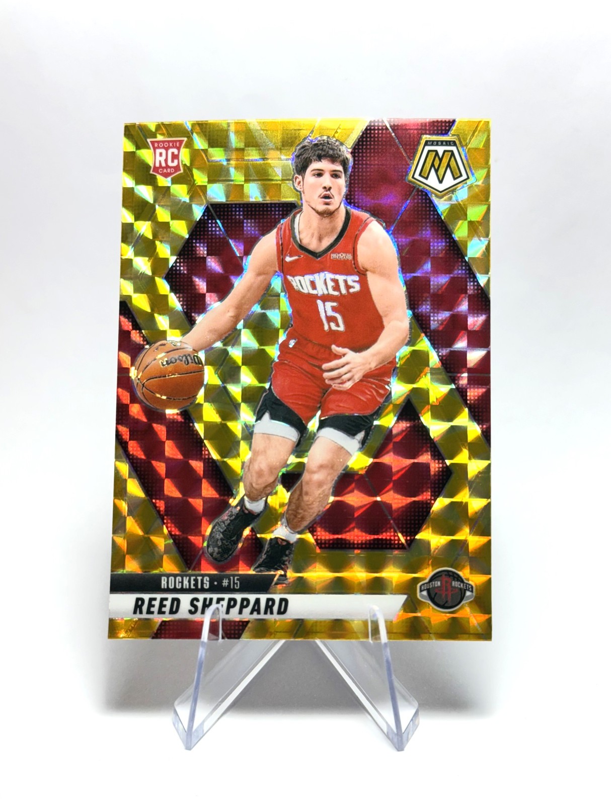 Reed Sheppard 2024-25 Mosaic Reactive Yellow #249 (RC) -  HOUSTON ROCKETS GM-MT