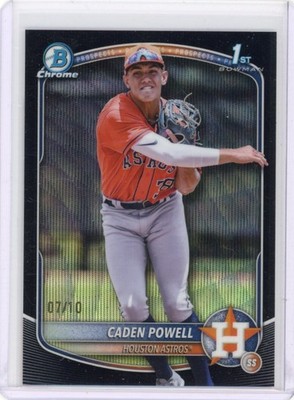 Caden Powell 2025 Bowman Chrome Black Wave Refractor 1st /10 Astros