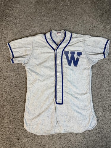 Vintage 1940s Dodge Davis Baseball Jersey Mens 38 Gray Wool Flannel True Vintage