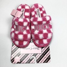 Juicy Couture Eldoris 2 Faux Fur Open Toe Slip On Slippers Small NEW