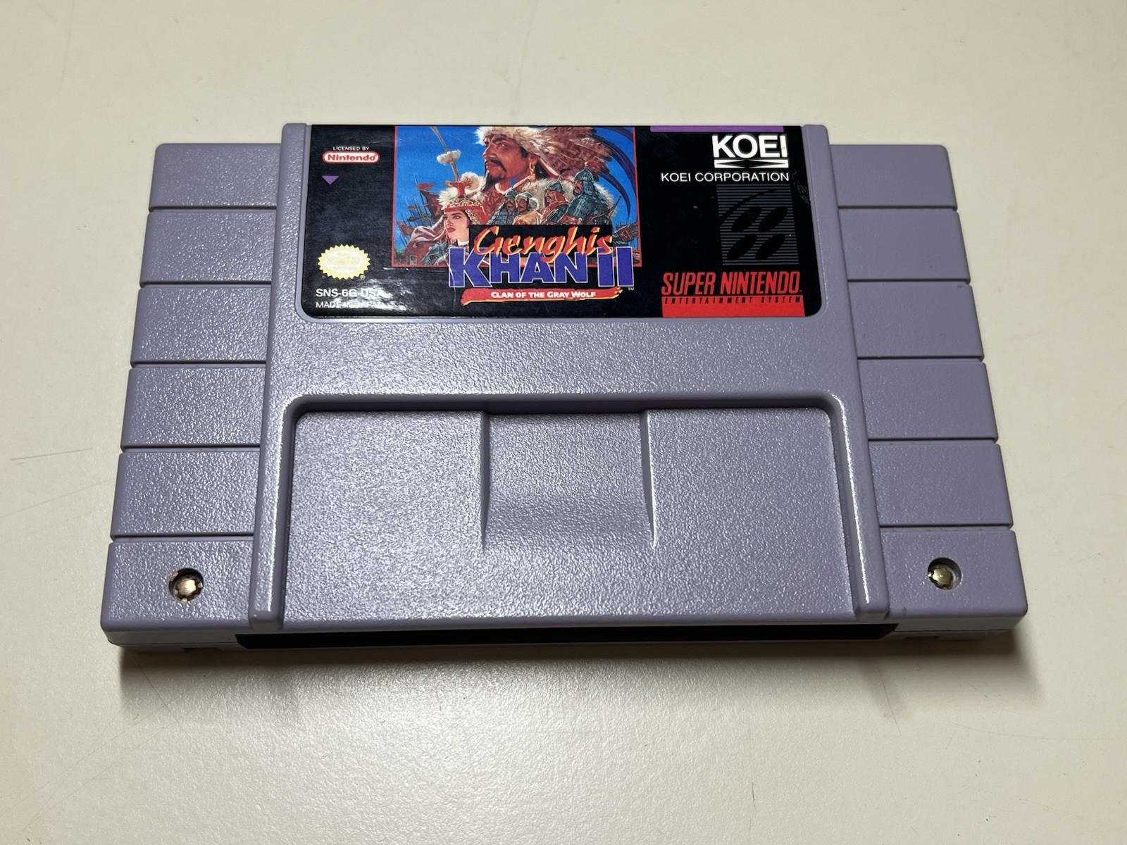 Genghis Khan II Clan of the Gray Wolf (Super Nintendo, SNES) Authentic Tested
