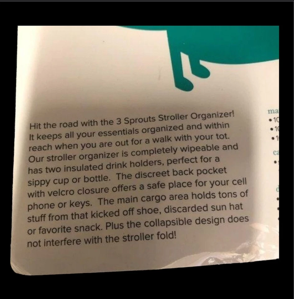Organizador de cochecito 3 Sprouts en mapache en gris nuevo en paquete Foto 4 de 4