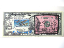 i) WARHOL-HARING: 2$ BANKNOTE ORIGINAL SIGNIERT, BEARBEITET,  USPS 13. Apr. 1976