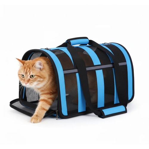 Pet Carrier Dog Cat Foldable Breathable Mesh Carrier with Handle Shoulder Strap