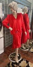 VTG 80s RED Drop Waist Shoulder Copies Flapper Gatsby Inspired size 12