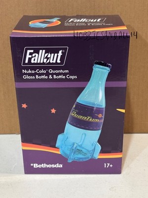 Fallout 3 4 76 !! Authentic Nuka Cola Quantum Collectibles Glass Bottle & Caps !