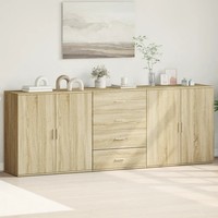 Sideboard 3Er Set Sonoma-Eiche Nachbildung Holzwerkstoff Landhaus