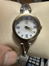 Movado By ESQ Women's Quartz Wristwatch – Silver Bangle w/ Crystal Markers