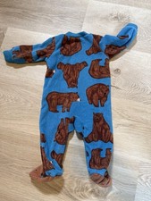 Carters 3 Month Fleece Footed Sleeper Blue Brown Bear Print Zip Up 3D Feet