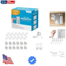Adhesive Magnetic Cabinet Locks 12 Locks and 2 Keys