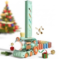 Domino Train Toy, 80 PCS Kids Games Automatic Dominos Set, STEM Montessori To...