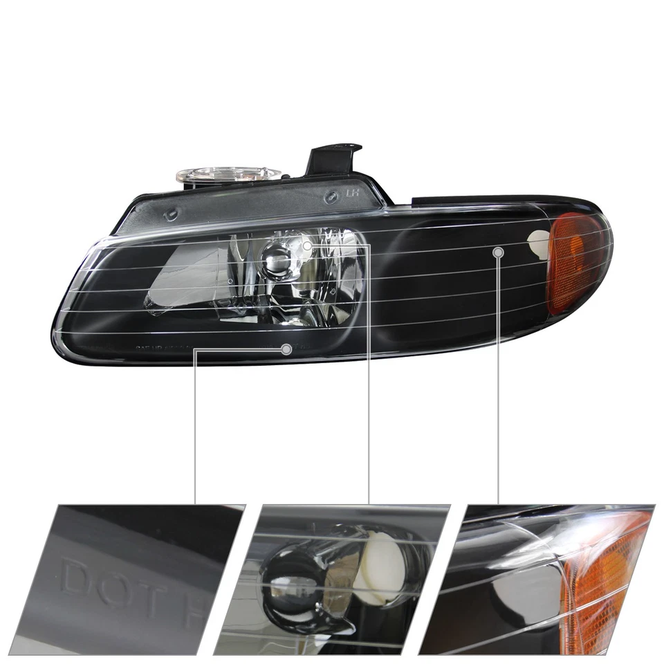 Black Headlights Fits 1996-2000 Dodge Grand Caravan Chrysler Town & Country Lamp — 第 4/4 张图片