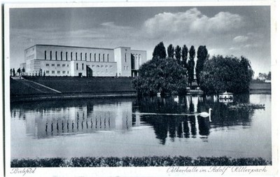 Postcard Bielefeld Oetkerhalle in ad. hit. Park 1930s