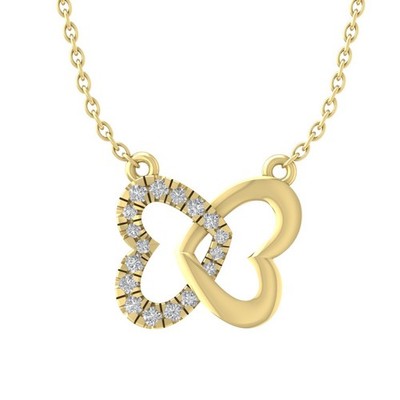 Lab Grown Diamond 14K Yellow Gold Heart Pendant 18'' Silver Cable Chain