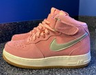 UPDATED PHOTOS Nike Air Force 1 AF1 Pink High Top Strap US sz 9 EUR 40.5 Swoosh 