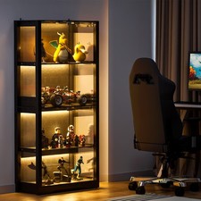 Vitrine mit LED Beleuchtung und 2 Glastüren, 165cm Glasvitrine Sammlervitrine