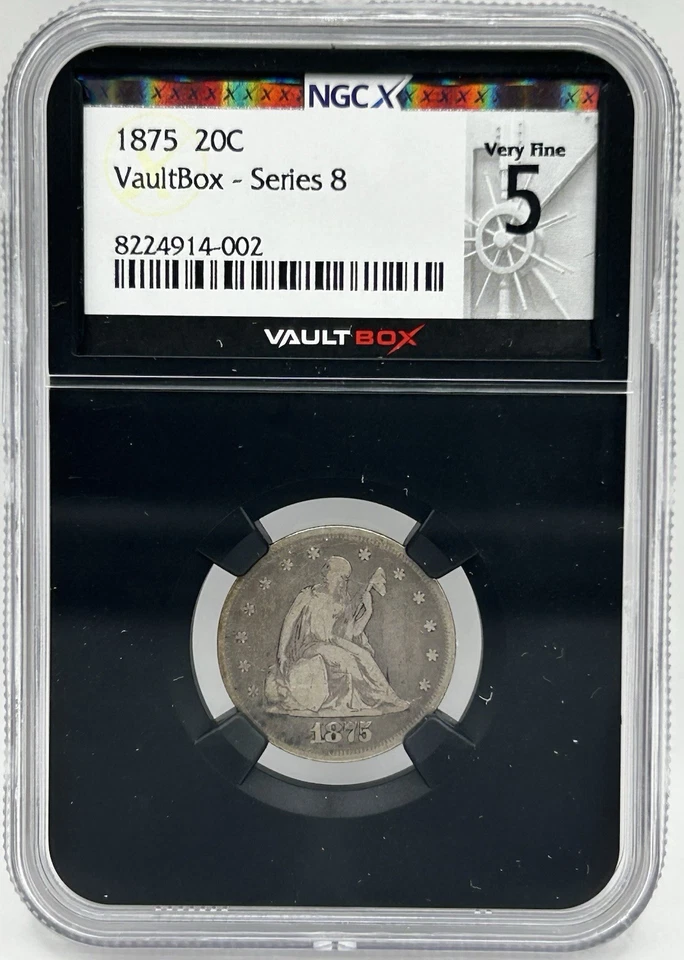 1875 Twenty Cent 20C Piece NGC VF20 - Vaultbox Series 8 NGCx 5 - Image 3 of 3
