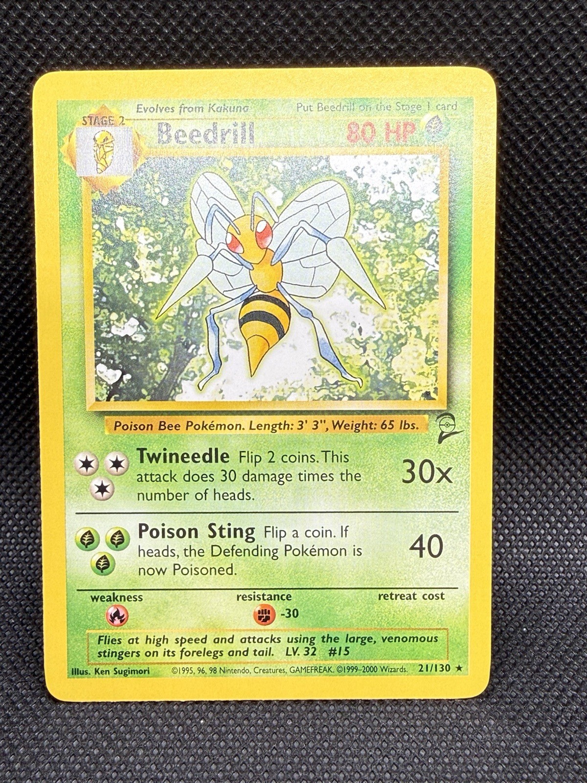 Pokémon TCG Beedrill Rare 21/130 Base Set 2 NM