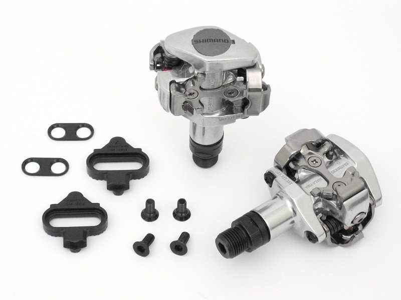 PD M505 Silver Mountain Bike MTB Clipless pedals w/ SPD Cleats 