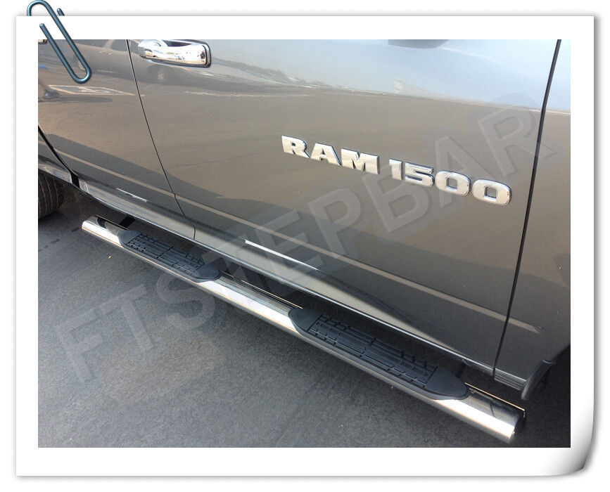 2013 Dodge RAM 1500 2500 Quad Cab 4" Oval SS Nerf Steps Bars Running Boards